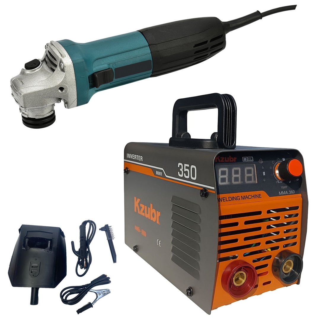 EEA482 Elektrikli Avuç Taşlama ve Kzubr MMA350 İnvertor Dijital Kaynak Makina Seti