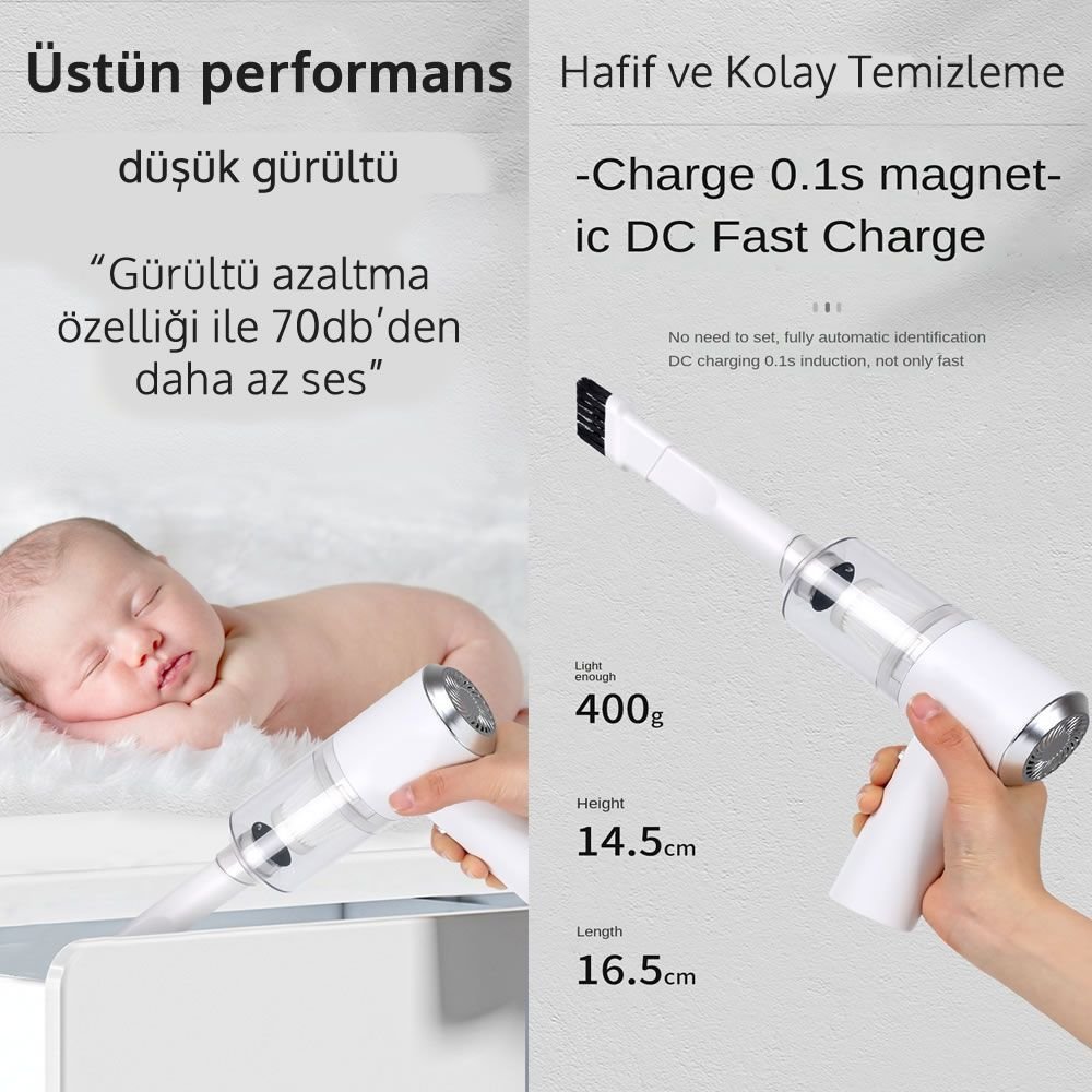 Araç içi akülü mini süpürge