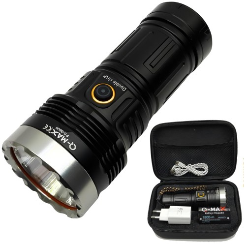 Farissu Q-MAX PS3600 Şarjlı Avcı El Feneri 3500 Lümen 7800 mAh Profesyonel Zoomlu Kamp Feneri