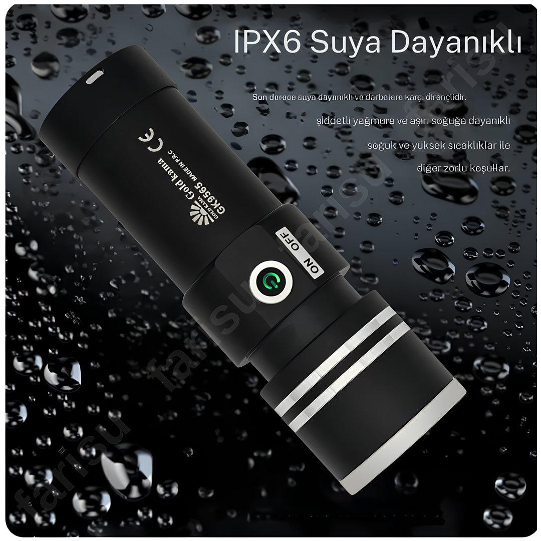 Gold Kama GK9565 Şarjlı El Feneri 100W 6000mAh Powerbank Zoomlu Ultra Güçlü LED Fener YORUMLAR