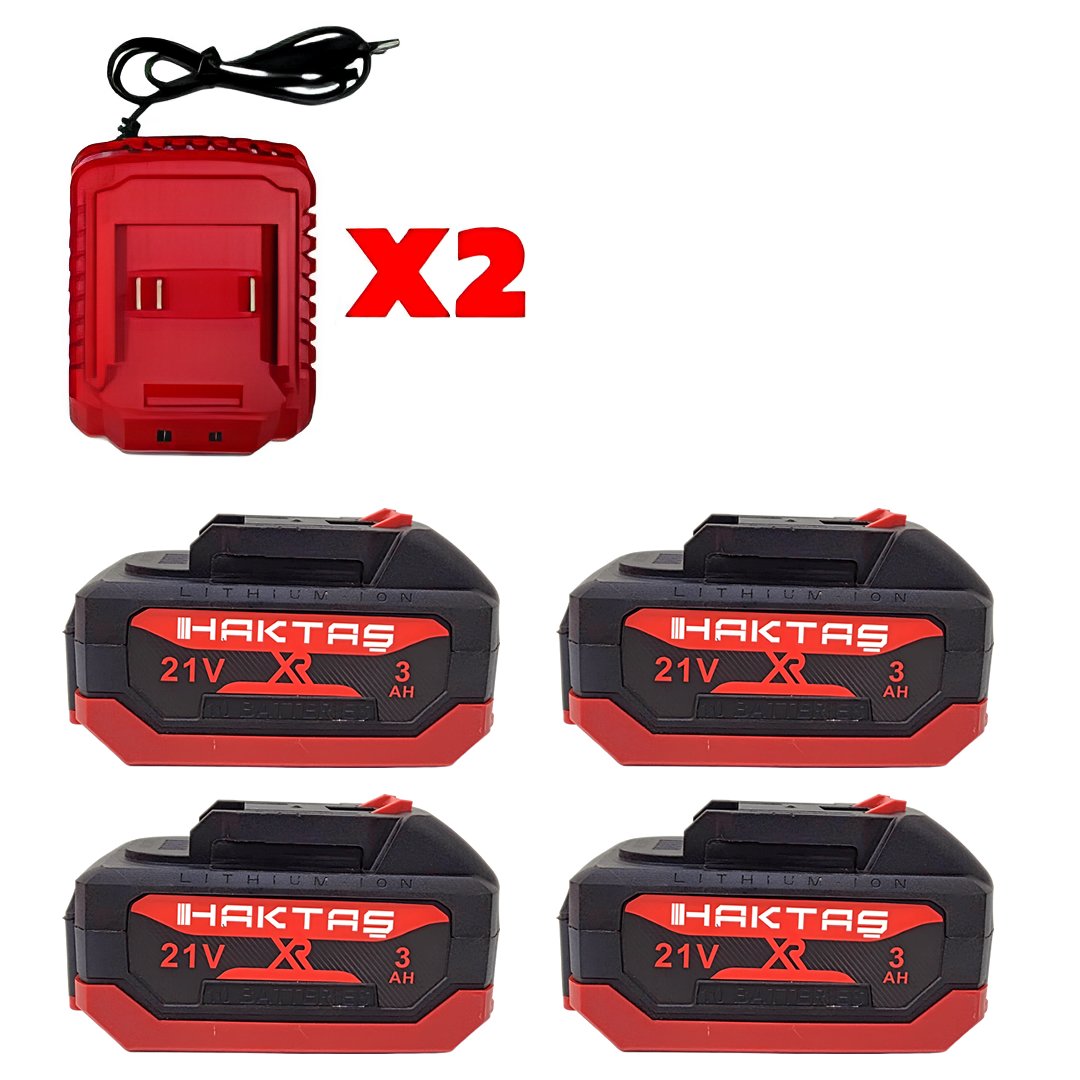 Haktaş HKT1015 Yeni Nesil Kırmızı 7li Şarjlı Vidalama Matkap Seti bataryalar