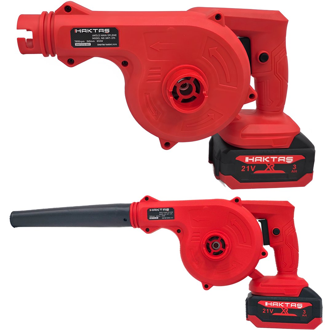 Haktaş HKT1025 Yeni Nesil Kırmızı 10 lu Kömürsüz Akülü Makine Seti 21V 3ah hava üfleme