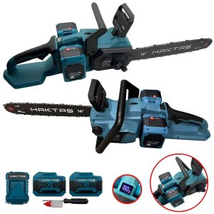 Haktaş SC5816 Profesyonel Kömürsüz Akülü 21V 4.5Ah Çift Akü Şarjlı Zincirli Testere Kesim Motoru