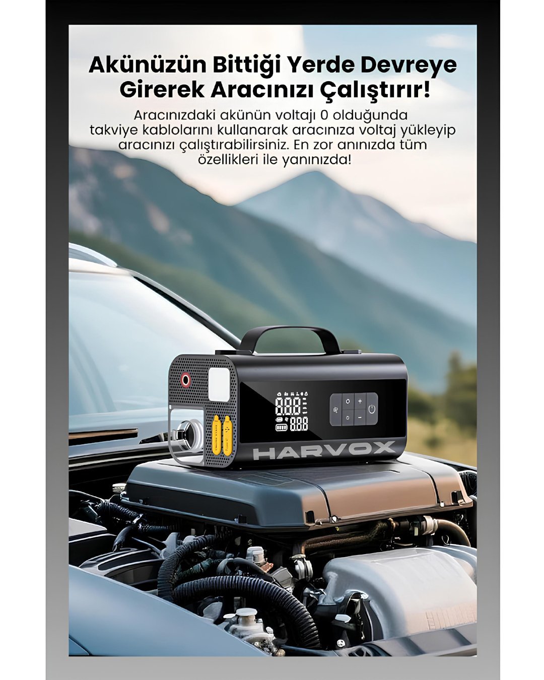 Harvox  HV001 Jump Starter Süpürgeli Akü Takviye Cihazı 10 in 1 | 12000mAh Kompresörlü Powerbank model ve fiyatlar