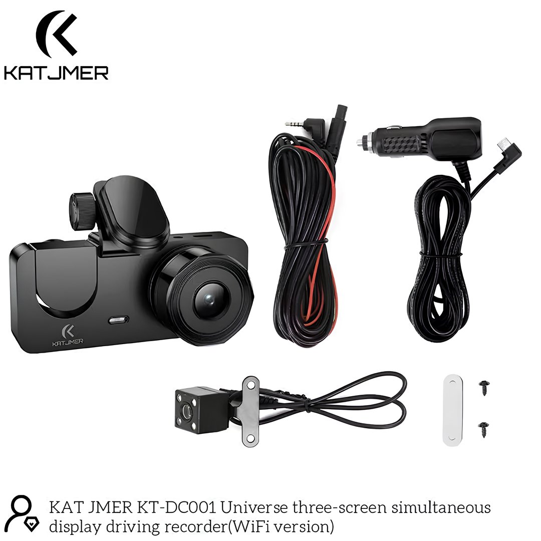 Katjmer KTDC001 WiFi Full HD 3 Kameralı Araç İçi Güvenlik Kamerası – Ön İç Arka Kayıt aksesuarlar