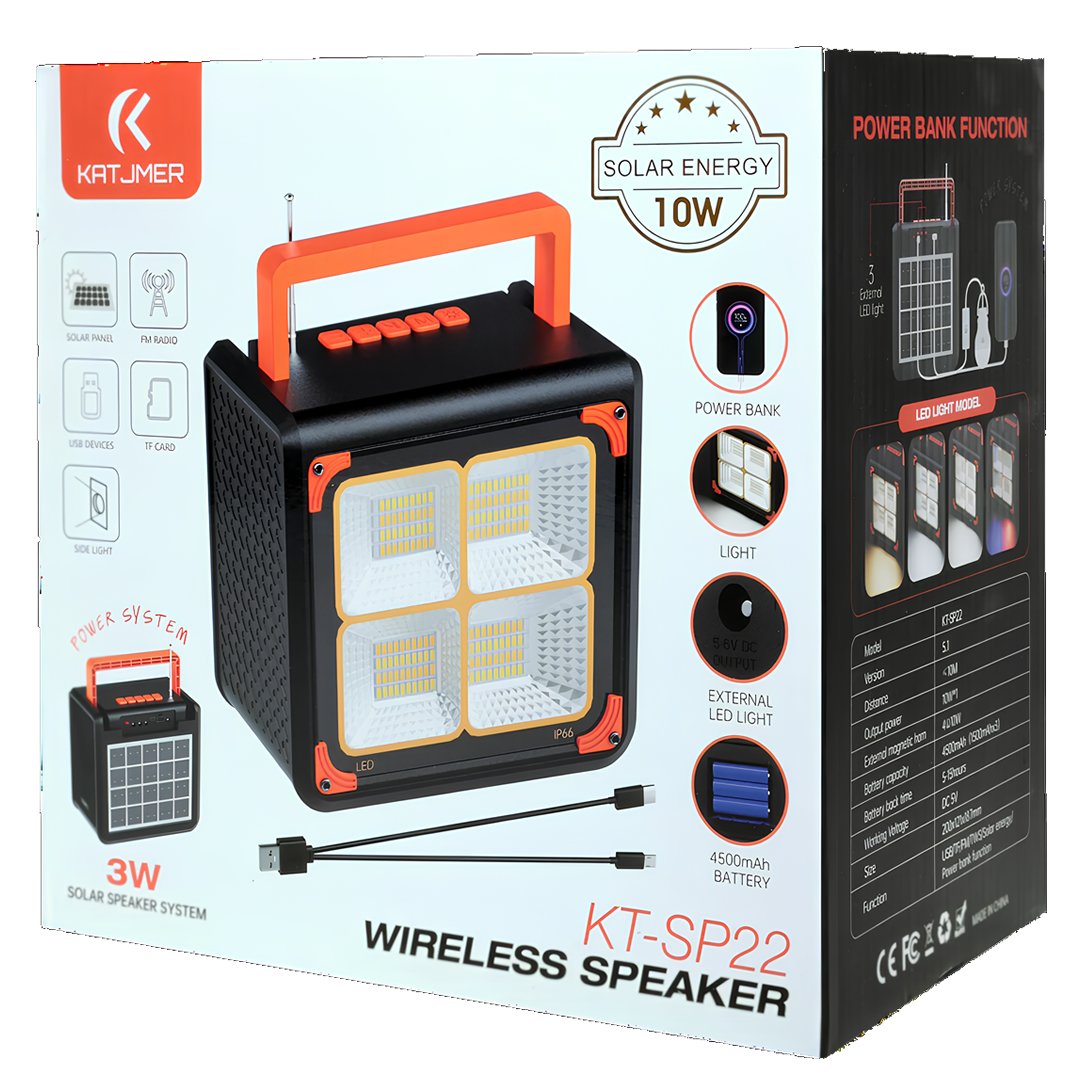 Katjmer KTSP22 Hoparlör Solar Güneş Panelli Güç Kaynağı kutusu