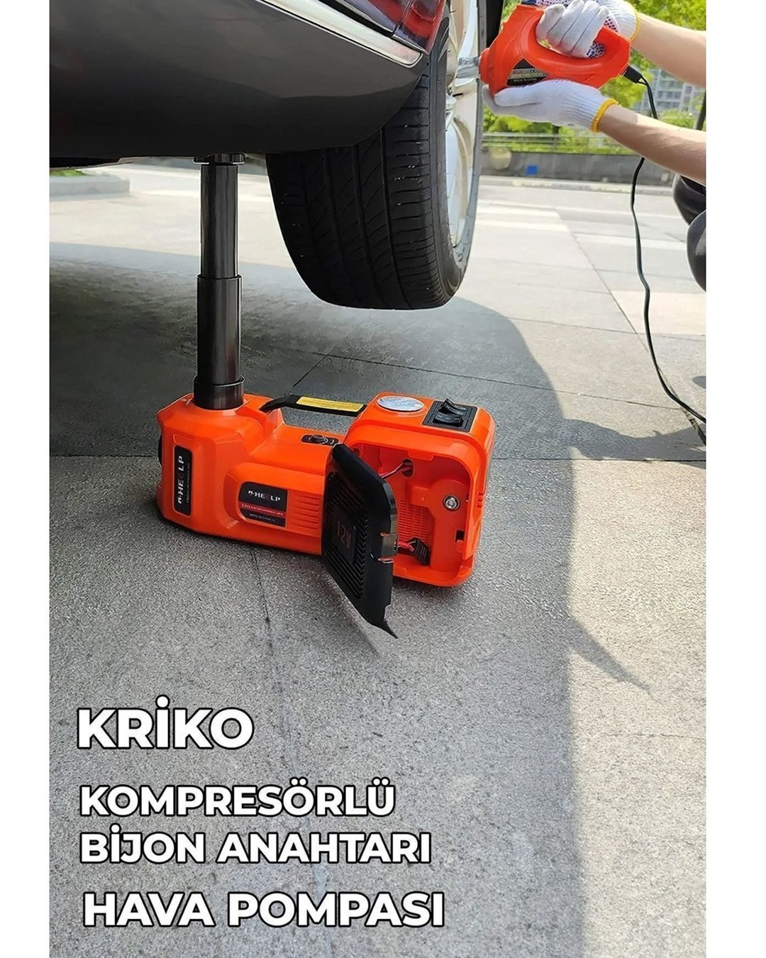 Rubikom EEA354 Elektrikli 5 Ton Hidrolik Kriko Hava Pompası Bijon Anahtarı Makine Krikosu fiyatları