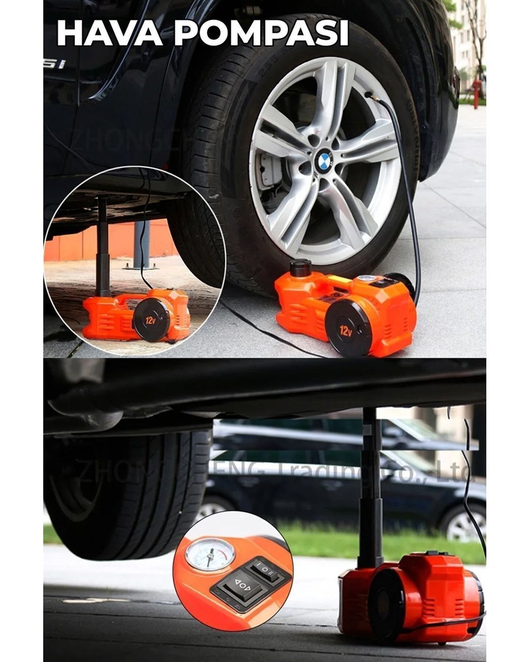 Rubikom EEA354 Elektrikli 5 Ton Hidrolik Kriko Hava Pompası Bijon Anahtarı Makine Krikosu hava pompası