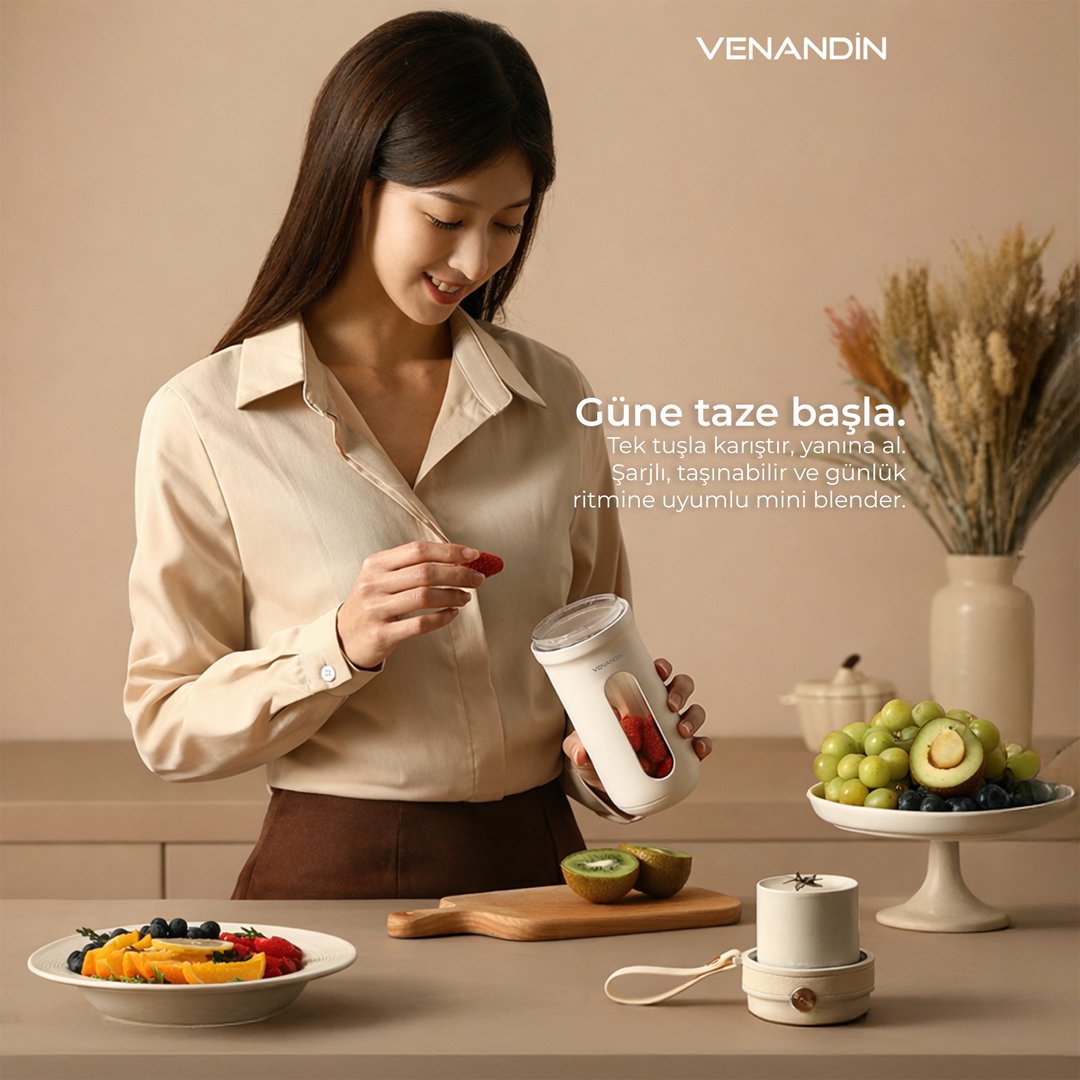 Venandin BLBDC-001 Taşınabilir Şarjlı Blender – USB Şarjlı, Kablosuz Smoothie Blender 350ml kullanım alanları