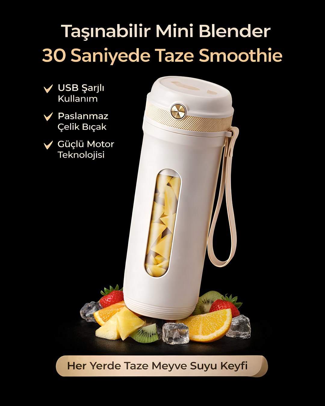 Venandin BLBDC-001 Taşınabilir Şarjlı Blender – USB Şarjlı, Kablosuz Smoothie Blender 350ml model ve fiyatları