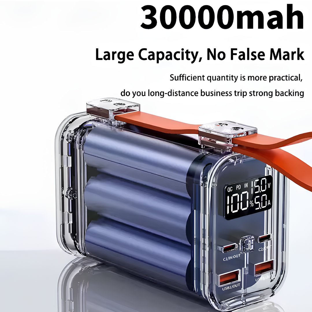 Venandin Opulix PWB30B1 30.000 mAh 100W PD Hızlı Şarj Powerbank – Entegre Kablolu, LED Göstergeli, Çoklu Cihaz Desteği bataryalar