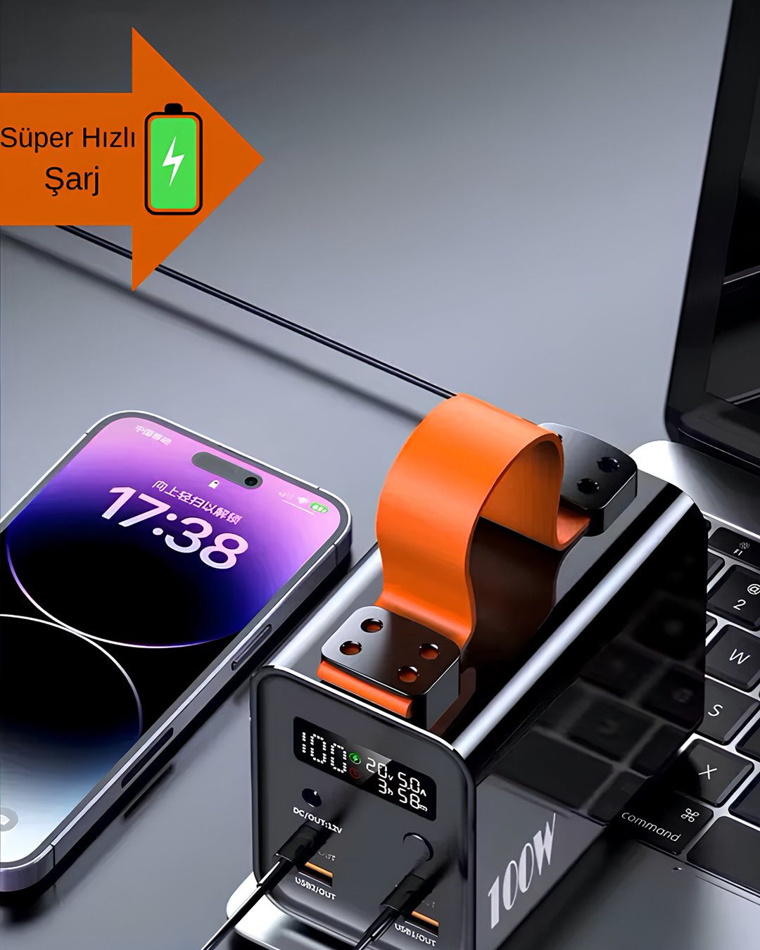 Venandin Opulix PWB60B1 60.000 mAh 120W PD Hızlı Şarj Powerbank – Entegre Kablolu, LED Göstergeli, Çoklu Cihaz Desteği hızlı şarj