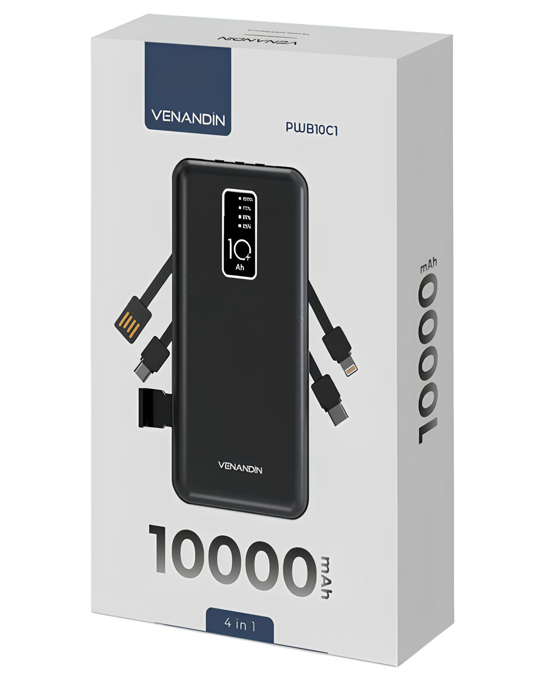 Venandin PWB10C1 10.000 mAh Powerbank 4’ü 1 Arada Entegre Kablolu LED Göstergeli Taşınabilir Şarj Cihazı özellikler
