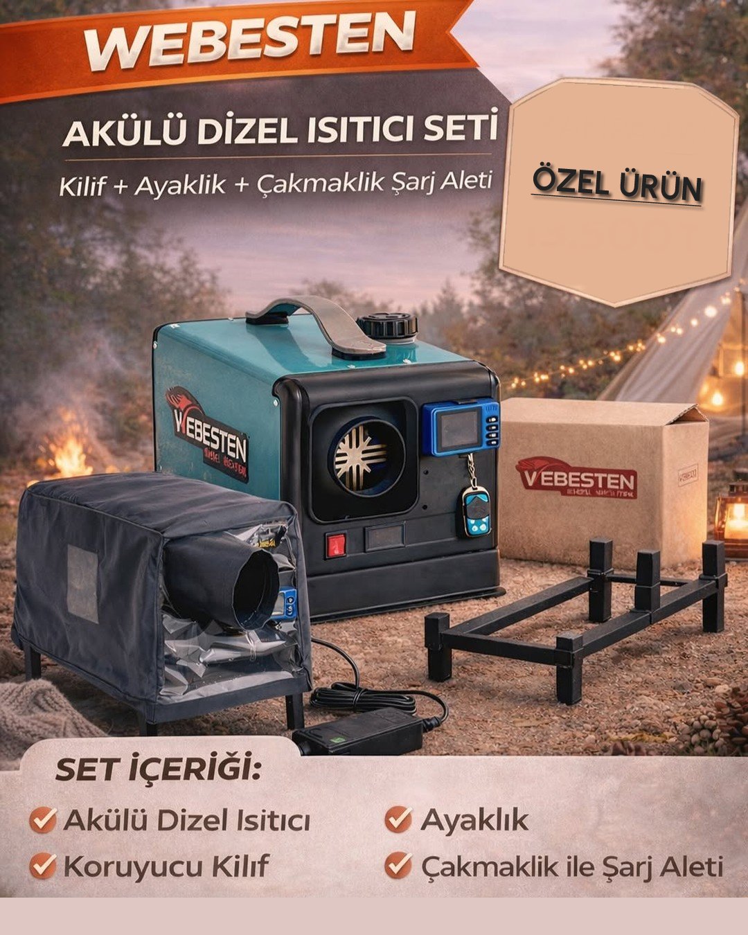 WEBESTEN WBS001 Akü Entegreli Çanta Tipi Dizel Isıtıcı (12V - 24V - 220V / Bluetoothlu) model ve fiyatlar